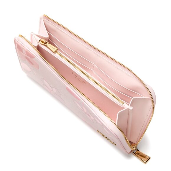 New Kate Spade Devin Spring Pansies Zip-around Continental Wallet Blush Cloud - Picture 4 of 4